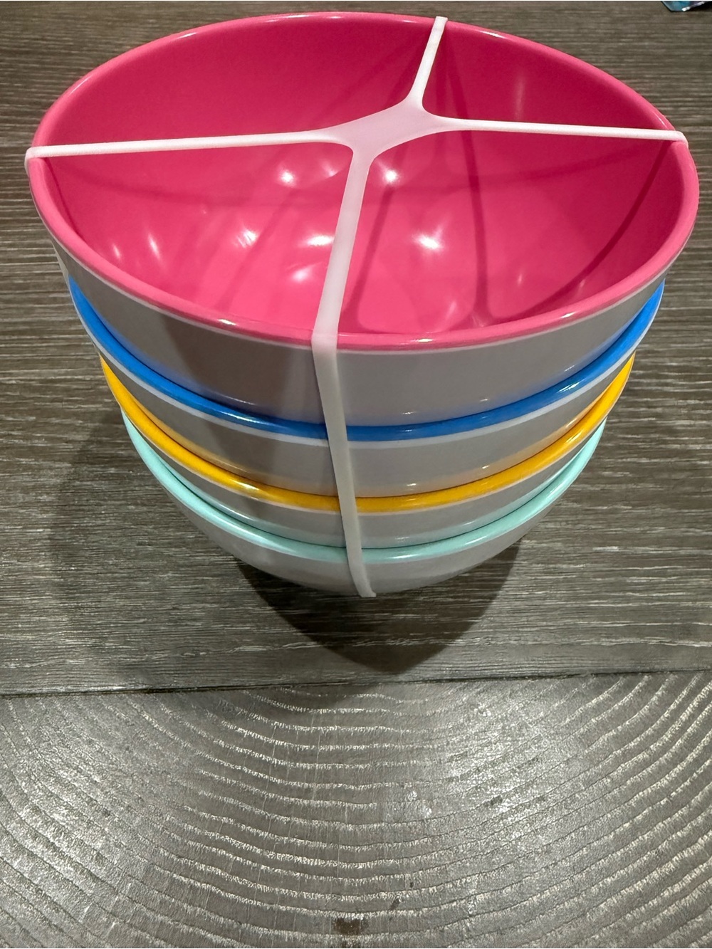 NWT Melamine pink, blue, green yellow Serving Bowl